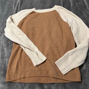 Sonoma Tan and Cream Crew Neck Sweater with Raglan Sleeves
